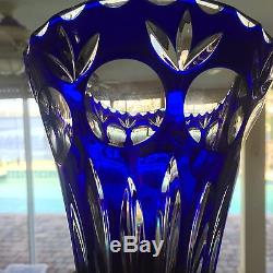 Vintage Antique Estate Ebeling Reuss Cobalt BLUE Cut to Clear Lead Crystal Vase