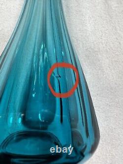 Vintage Aqua Blue 16 Swung Glass Vase