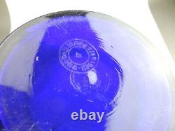 Vintage Art Deco Cobalt Blue Glass & Silver with Enameled Birds Czechoslovakia