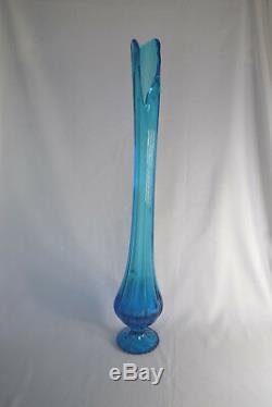 Vintage Art Glass 25 Beautiful Blue Swung Pulled Vase Mid Century Modern