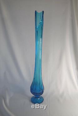 Vintage Art Glass 25 Beautiful Blue Swung Pulled Vase Mid Century Modern