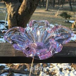 Vintage Art Glass Alexandrite Lavender/blue Vase Bowl Deco Free Form Edge