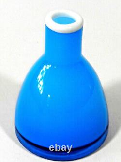 Vintage Art Glass Blue Cased Vase Bottle