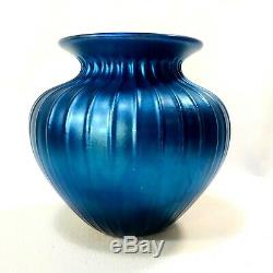 Vintage Art Glass Vase Tiffany Style Lundberg Studios Signed Dated Numbered