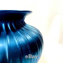 Vintage Art Glass Vase Tiffany Style Lundberg Studios Signed Dated Numbered