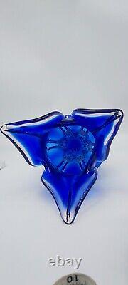 Vintage Art Vase, Hand Blown Cobalt Blue Glass