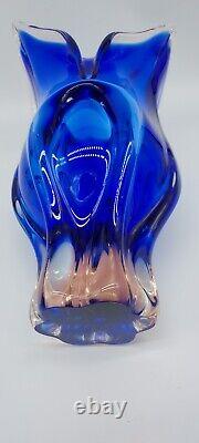 Vintage Art Vase, Hand Blown Cobalt Blue Glass