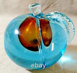 Vintage BARBINI MURANO Peach Single Bookend Aqua Blue Italy Art Glass Figurine