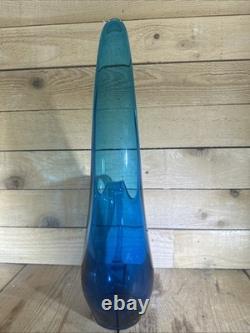 Vintage Beautiful MCM Viking Glass 16 Blue Swung Vase Pitcher Minty Condition