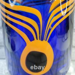 Vintage Beranek Czech Art Glass Cobalt Blue Controlled Bubble Vase HEAVY