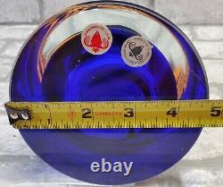 Vintage Beranek Czech Art Glass Cobalt Blue Controlled Bubble Vase HEAVY