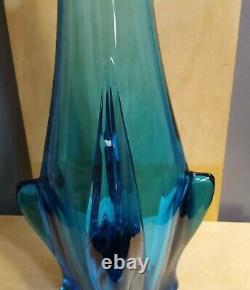 Vintage Biunique Blue Depression Art Glass Swung Glass Vase