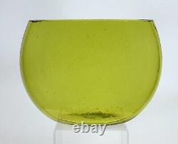 Vintage Blenko Handmade Glass 961S Cut Vase in Chartreuse Winslow Anderson Desig