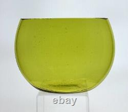 Vintage Blenko Handmade Glass 961S Cut Vase in Chartreuse Winslow Anderson Desig