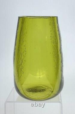 Vintage Blenko Handmade Glass 961S Cut Vase in Chartreuse Winslow Anderson Desig