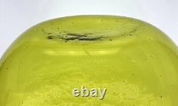 Vintage Blenko Handmade Glass 961S Cut Vase in Chartreuse Winslow Anderson Desig