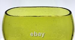 Vintage Blenko Handmade Glass 961S Cut Vase in Chartreuse Winslow Anderson Desig