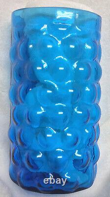 Vintage Blenko Turquoise Bubble Wrap Glass Vase #6041 by Wayne Husted Signed