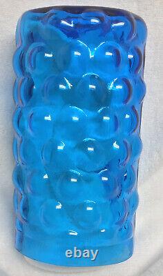 Vintage Blenko Turquoise Bubble Wrap Glass Vase #6041 by Wayne Husted Signed