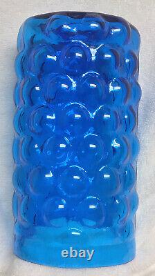 Vintage Blenko Turquoise Bubble Wrap Glass Vase #6041 by Wayne Husted Signed