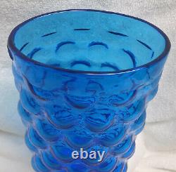 Vintage Blenko Turquoise Bubble Wrap Glass Vase #6041 by Wayne Husted Signed