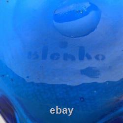 Vintage Blenko Turquoise Bubble Wrap Glass Vase #6041 by Wayne Husted Signed