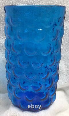 Vintage Blenko Turquoise Bubble Wrap Glass Vase #6041 by Wayne Husted Signed