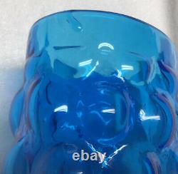 Vintage Blenko Turquoise Bubble Wrap Glass Vase #6041 by Wayne Husted Signed