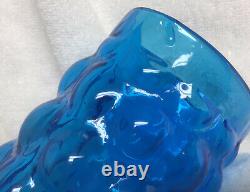 Vintage Blenko Turquoise Bubble Wrap Glass Vase #6041 by Wayne Husted Signed