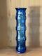 Vintage Blenko art glass blue Bamboo Vase 2004