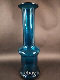Vintage Blenko glass blue floor vase 24 wayne husted #5717