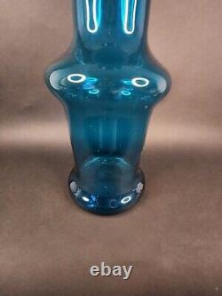 Vintage Blenko glass blue floor vase 24 wayne husted #5717