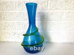 Vintage Blown Glass Vase Attributed to Joel Myers, Blenko Designer Electric