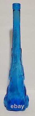 Vintage Blue Glass Elephant Wine Bottle Vase Figurine Trunk Up 17