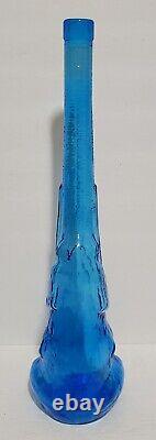 Vintage Blue Glass Elephant Wine Bottle Vase Figurine Trunk Up 17