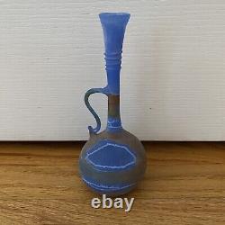 Vintage Blue Glass Vase Bud Vase Hand Blown Sacco Finish