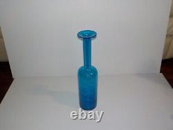 Vintage Blue Glass Vase Gulvase Otto Brauer Denmark MCM 16 1/2