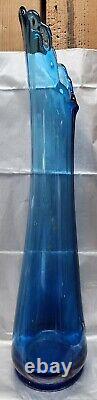 Vintage Blue LE Smith Swung Glass Vase 18