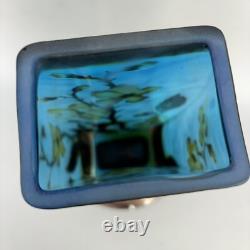 Vintage Blue Layered Galle Style Flower Blossom Cameo Art Glass 10 Vase Frosted