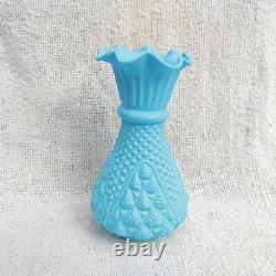 Vintage Blue Opaline Glass Flower Vase Home Decorative Collectible Original GV82