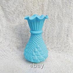 Vintage Blue Opaline Glass Flower Vase Home Decorative Collectible Original GV82