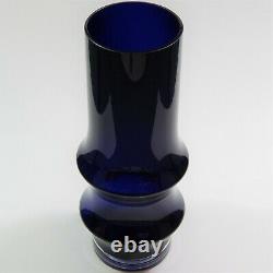 Vintage Blue Riihimaki Tamara Aladin Reimari Glass Vase #1465 Riihimaen Lasi Oy