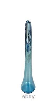 Vintage Blue Smooth Swung Glass Vase 19.5