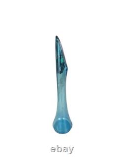 Vintage Blue Smooth Swung Glass Vase 19.5