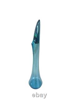Vintage Blue Smooth Swung Glass Vase 19.5