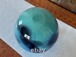 Vintage Blue Studio Art Glass Bulbous Vase by Dan Dombrowsky 1990