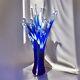 Vintage Blue and White Wave Water Splash Art Glass Vase 15