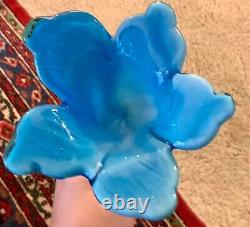 Vintage Bouquet (3) Italian Mid Century Hand Blown Long Stem Flowers Art Glass