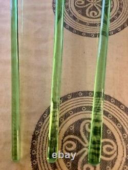 Vintage Bouquet (3) Italian Mid Century Hand Blown Long Stem Flowers Art Glass