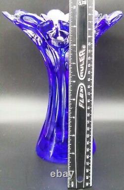 Vintage Caesar Bohemian Blue Glass Vase-look